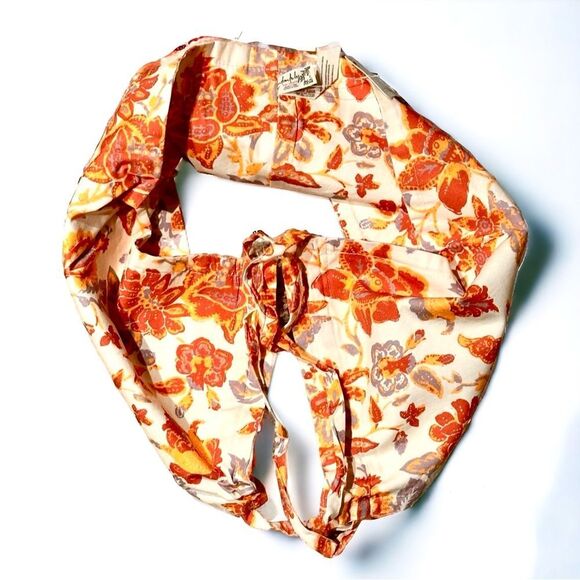 Free People Small convertable bandeau orange & white floral new with tags - Picture 10 of 14